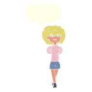 cartoon shocked woman with speech bubble N100