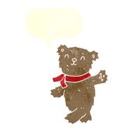cartoon waving teddy bear with speech bubble N27