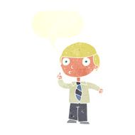 cartoon school boy with speech bubble N10