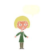 cartoon tired woman with speech bubble N29