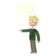 cartoon man pointing and laughing with speech bubble N29