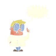 cartoon scientist with speech bubble N6