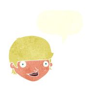 cartoon happy female face with speech bubble N185