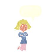 cartoon annoyed woman with speech bubble N184