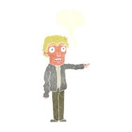 cartoon terrified man pointing with speech bubble N10