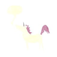 cartoon unicorn with speech bubble N40