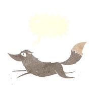 cartoon wolf running with speech bubble N6