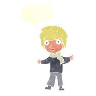 cartoon unhappy boy with speech bubble N59