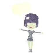 cartoon happy vampire girl with speech bubble N40
