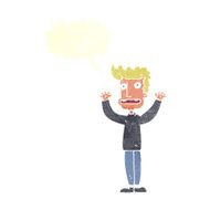 cartoon stressed man with speech bubble N67