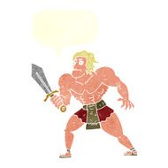 cartoon fantasy hero man with speech bubble N10