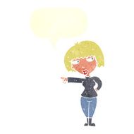 cartoon annoyed woman pointing with speech bubble N10