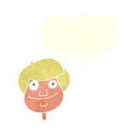 cartoon happy boy&#039;s face with speech bubble N20