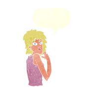 cartoon surprised woman with speech bubble N246