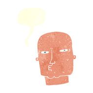 cartoon bald tough guy with speech bubble N20