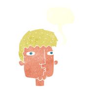 cartoon curious man with speech bubble N67