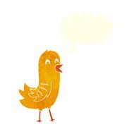 cartoon happy bird with speech bubble N37