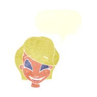 cartoon pretty female face with speech bubble N97