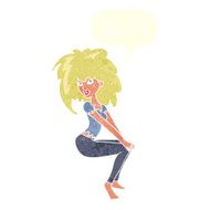 cartoon woman with big hair speech bubble N10
