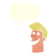 cartoon grinning man with speech bubble N85