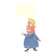 cartoon nervous man with tickets speech bubble N10