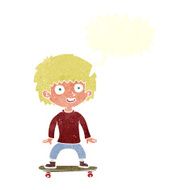 cartoon boy on skateboard with speech bubble N10