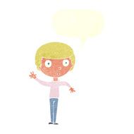 cartoon waving boy with speech bubble N19