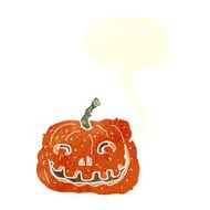 cartoon pumpkin with speech bubble N17