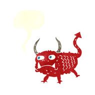 cartoon little demon with speech bubble N29