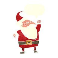 cartoon santa claus punching air with speech bubble N19