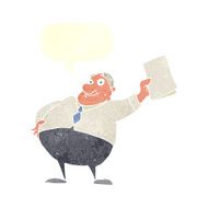 cartoon boss waving papers with speech bubble N10