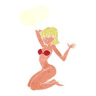cartoon sexy bikini girl with speech bubble N10