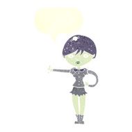 cartoon vampire girl giving thumbs up symbol with speech bubble N10