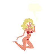 cartoon woman in underwear looking speechful with speech bubble N2