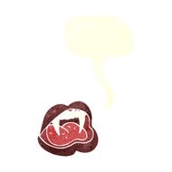 cartoon vampire lips with speech bubble N14