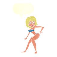 cartoon woman in bikini with speech bubble N52