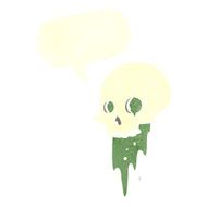 gross halloween skull cartoon with speech bubble N10