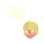 cartoon surprised female face with speech bubble N65
