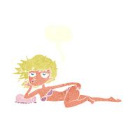 cartoon woman posing in underwear with speech bubble N10