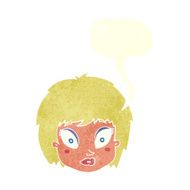 cartoon surprised female face with speech bubble N66