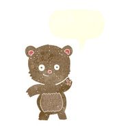 cartoon waving teddy bear with speech bubble N28