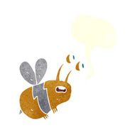 cartoon frightened bee with speech bubble N10