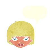 cartoon female face with speech bubble N150