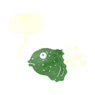 cartoon fish head with speech bubble N7