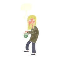 cartoon hippie man with bag of weed speech bubble N9