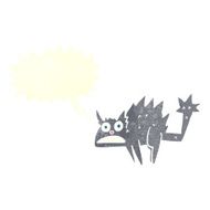 cartoon frightened black cat with speech bubble N2