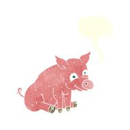cartoon happy pig with speech bubble N6