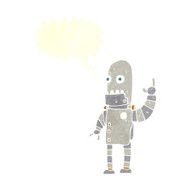 cartoon waving robot with speech bubble N22