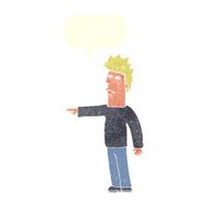 cartoon man pointing with speech bubble N197