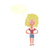cartoon tough woman with speech bubble N10